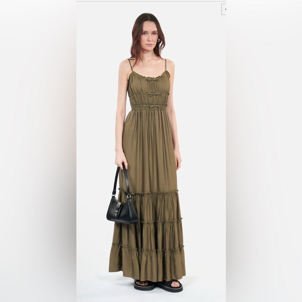 NWT The Kooples Size 1 (small) Long Khaki Dress With Bows